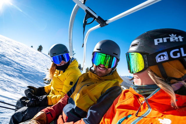 skiers on chairlift