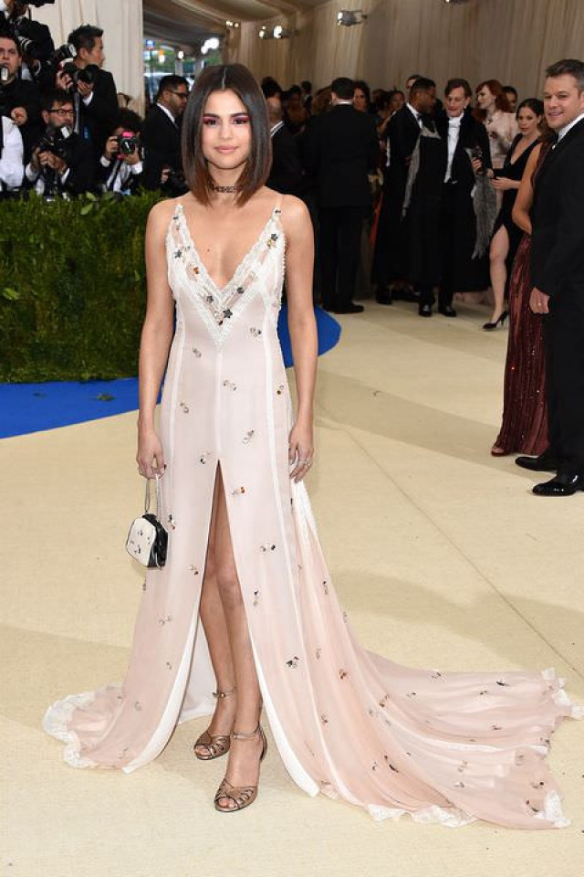 Selena Gomez in a gown by Coach, teamed with Tiffany & Co jewellery
